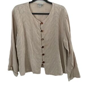 After The Rain Linen Button Front Relaxed‎ Lagenlook Beach Cardigan Top One Size